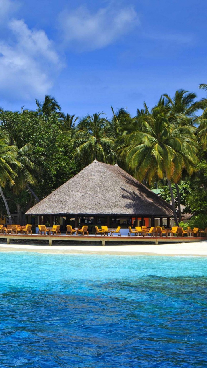 Brown Wooden House on Beach During Daytime. Wallpaper in 720x1280 Resolution