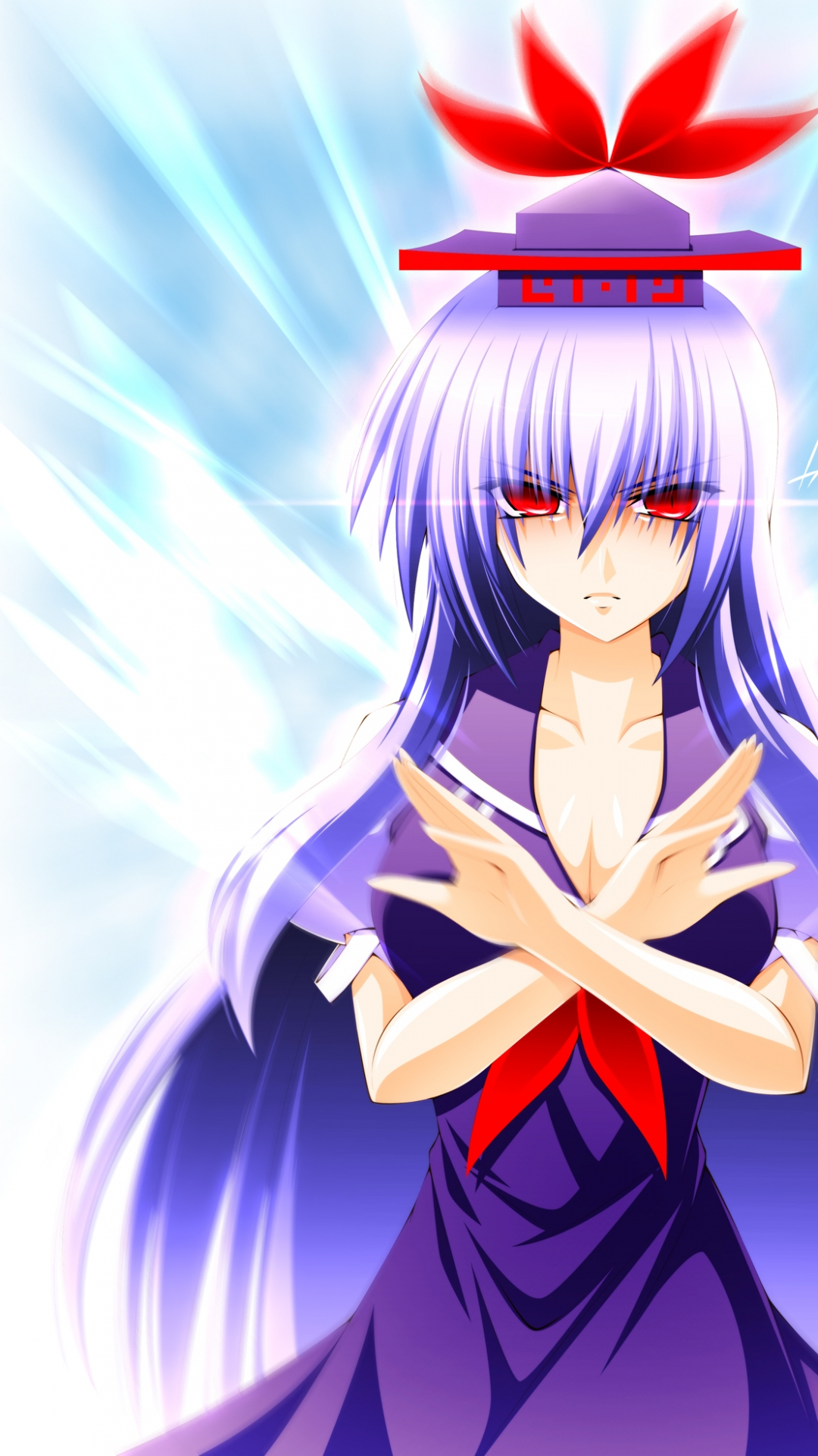 Blauhaarige Weibliche Anime-Figur. Wallpaper in 1080x1920 Resolution