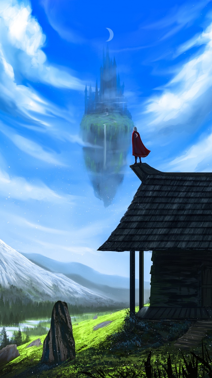 Black Wooden House on Green Grass Field Near Mountain Under Blue Sky During Daytime. Wallpaper in 720x1280 Resolution