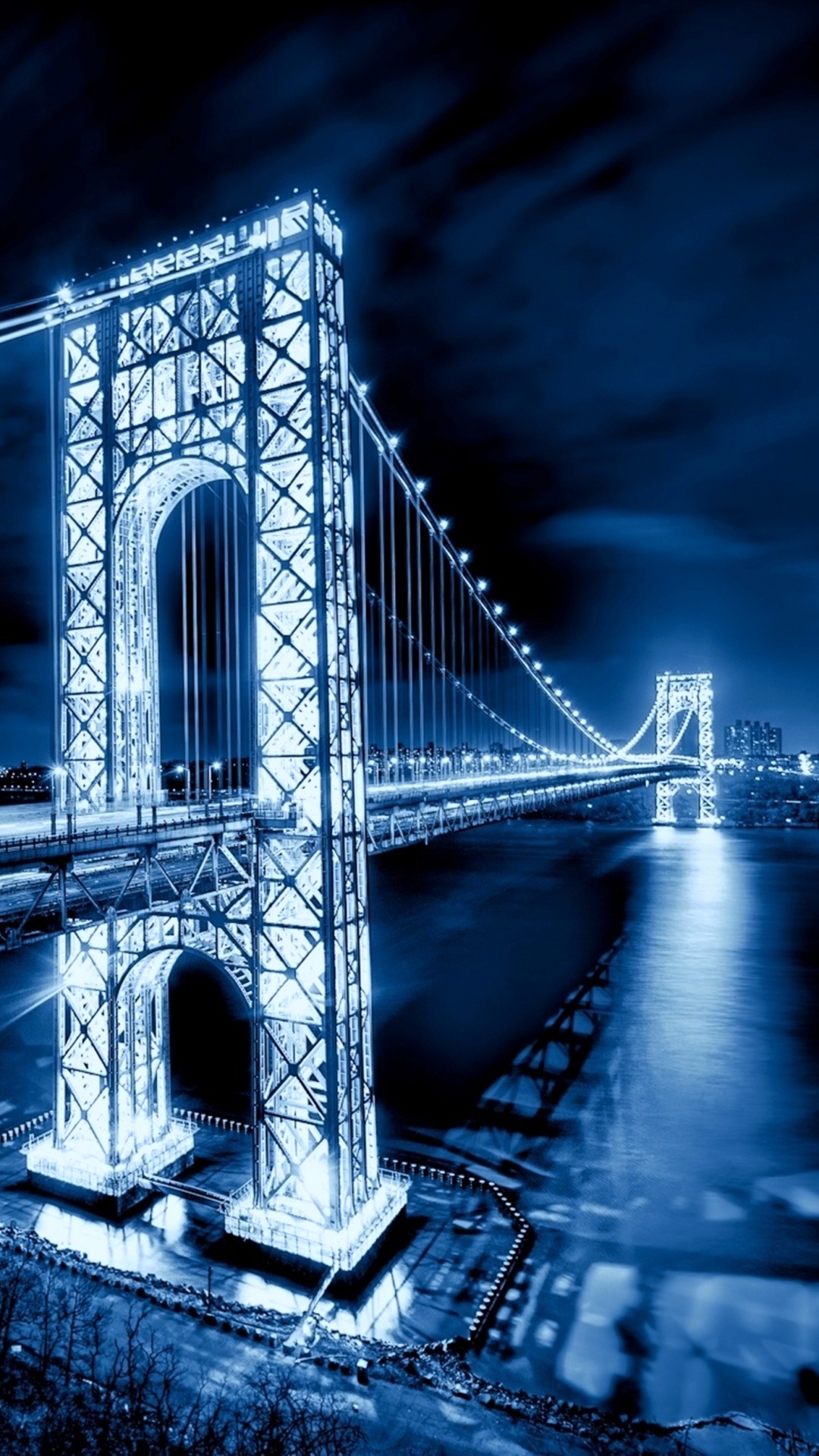 乔治*华盛顿大桥, 建筑, 光, 反射, 里程碑 壁纸 1080x1920 允许