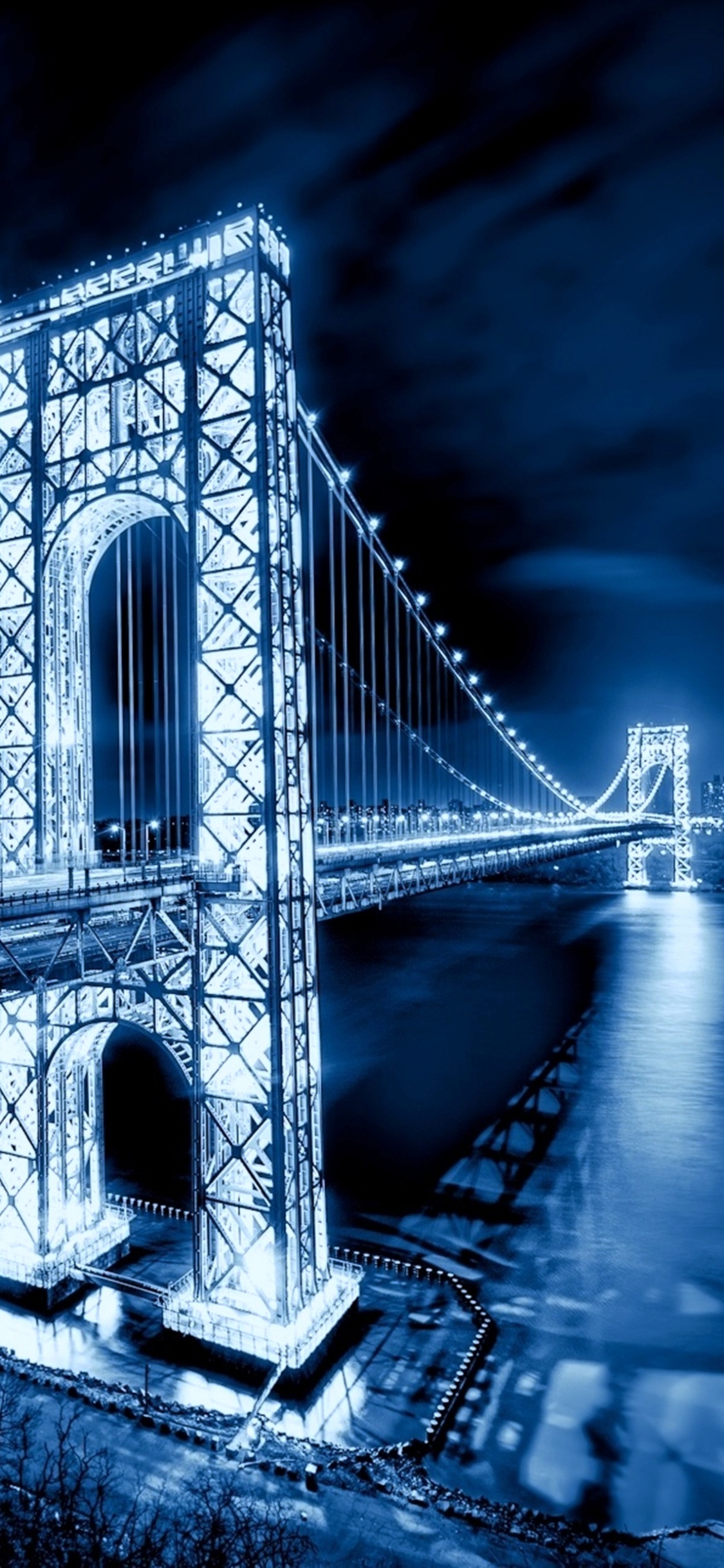 乔治*华盛顿大桥, 建筑, 光, 反射, 里程碑 壁纸 1125x2436 允许