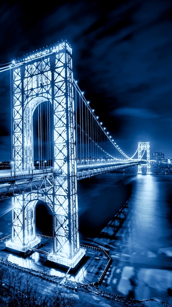 乔治*华盛顿大桥, 建筑, 光, 反射, 里程碑 壁纸 720x1280 允许