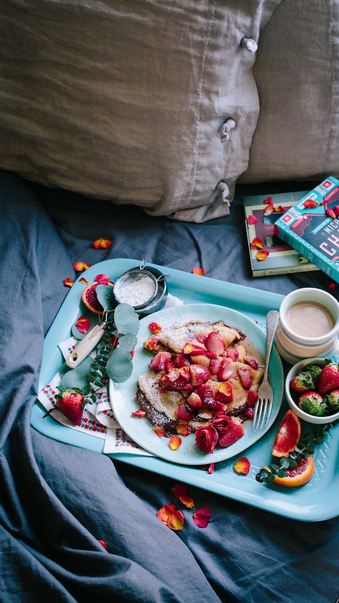 Sliced Strawberries on White Ceramic Plate. Wallpaper in 1080x1920 Resolution