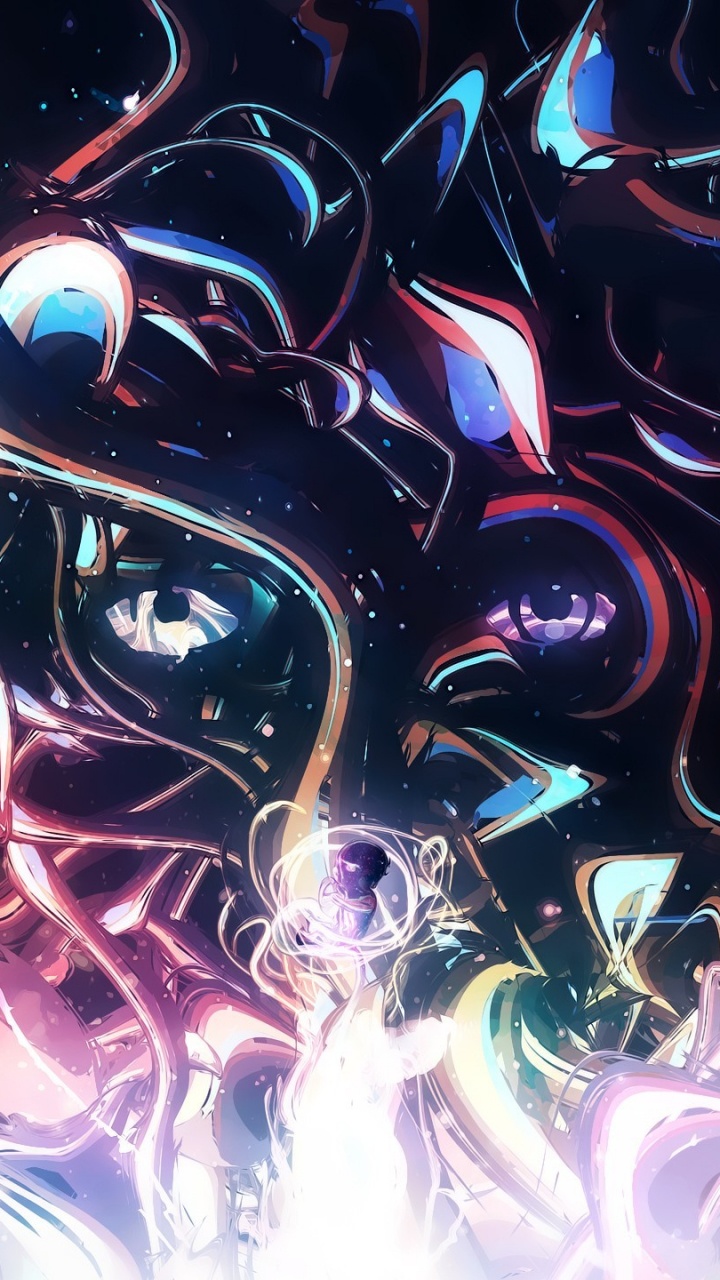 Blue Green and Red Abstract Painting. Wallpaper in 720x1280 Resolution