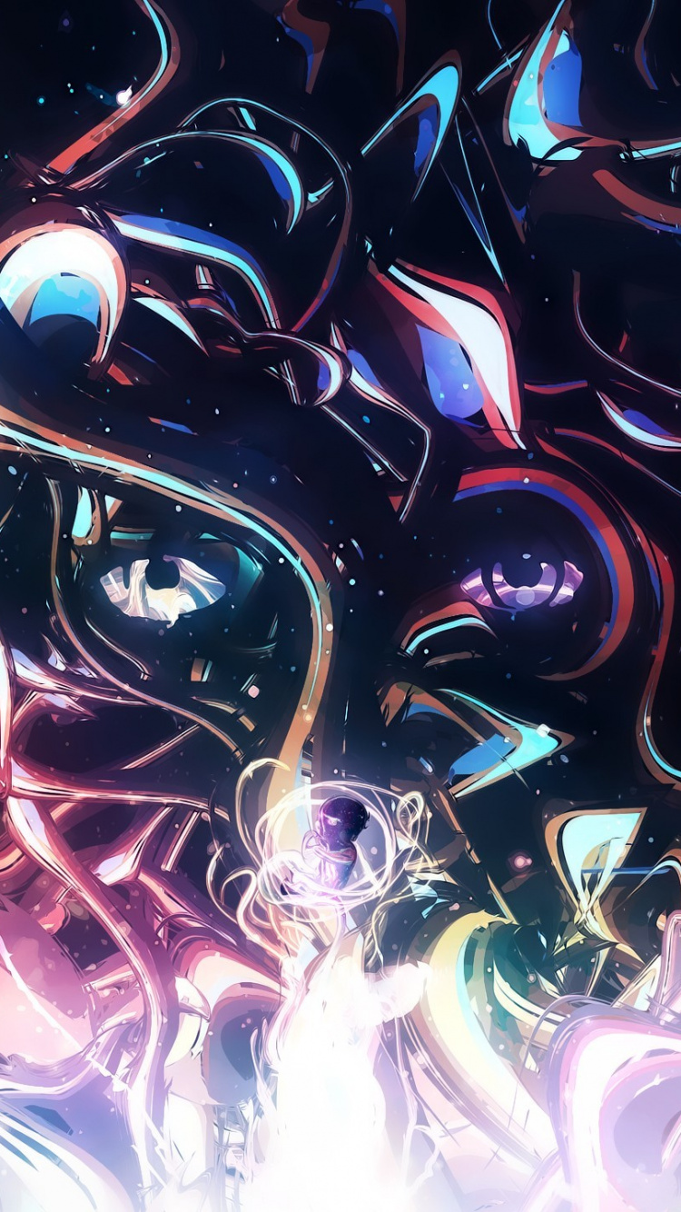 Peinture Abstraite Bleu Vert et Rouge. Wallpaper in 750x1334 Resolution