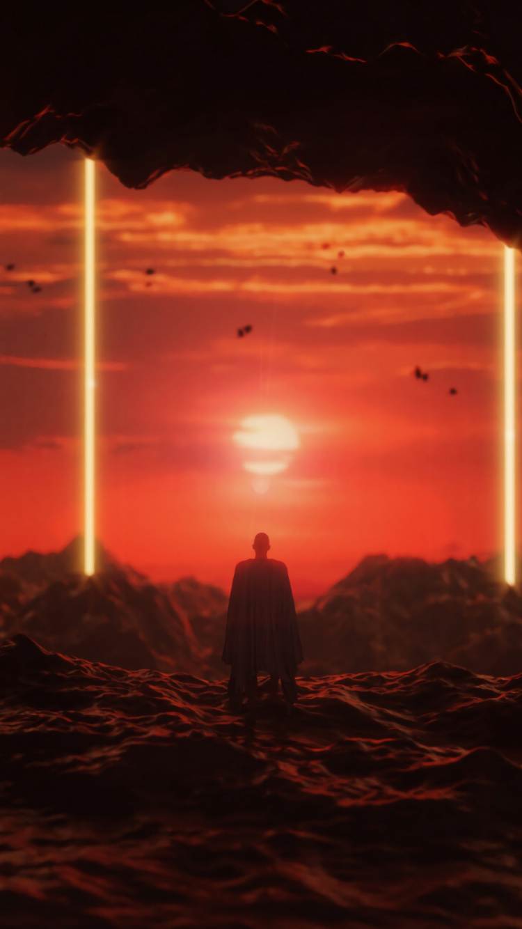 日落, 光, 红色的, 橙色, 地平线 壁纸 750x1334 允许