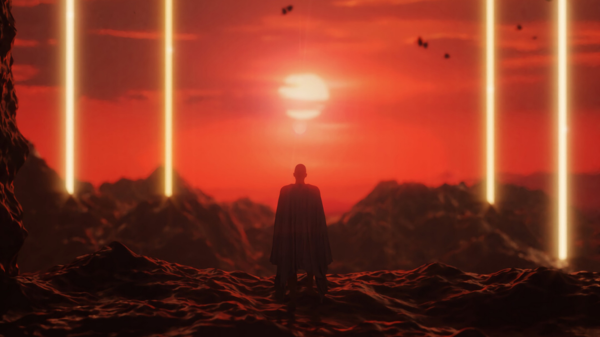 Silhouette D'homme Debout Près D'un Arbre Pendant le Coucher du Soleil. Wallpaper in 1920x1080 Resolution