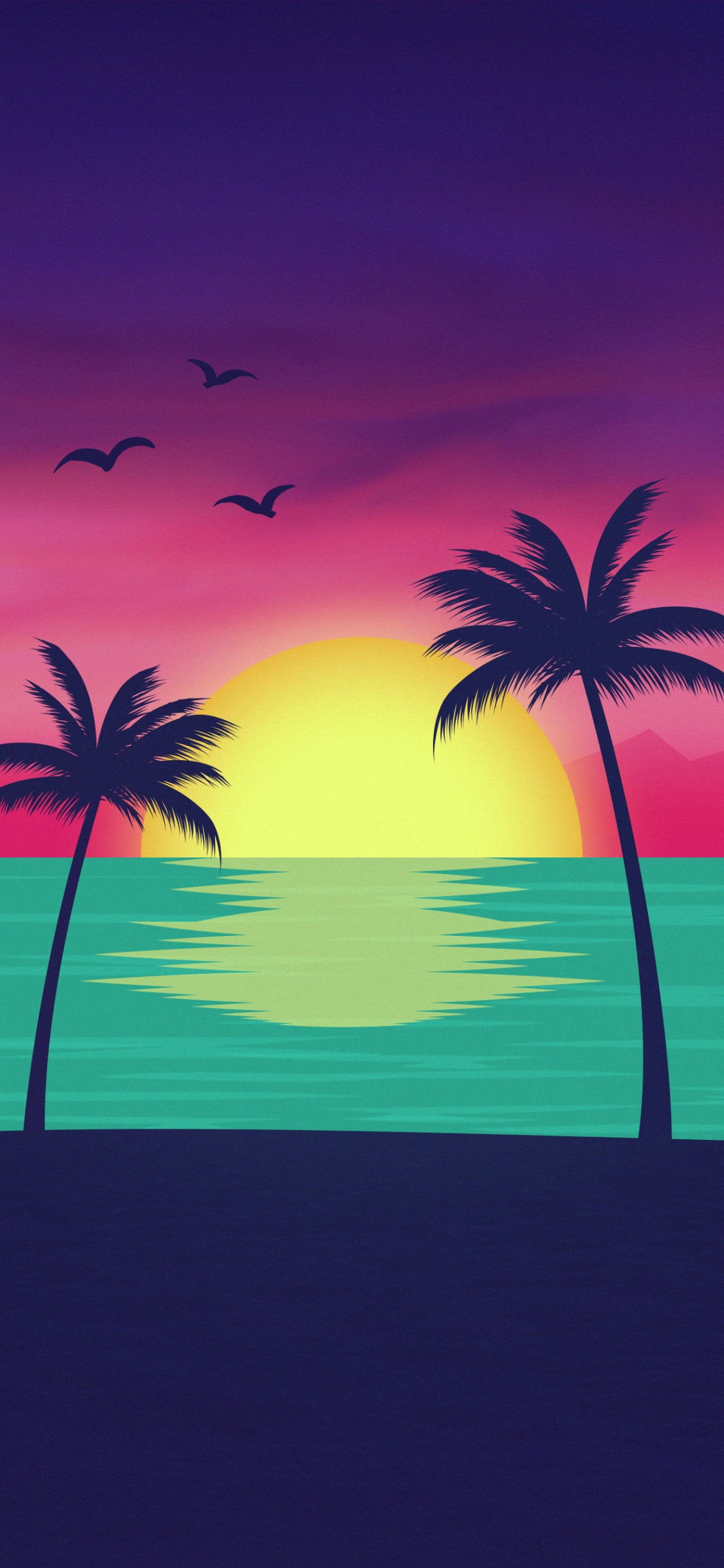 Strand, Meer, Palms, Licht, Wasser. Wallpaper in 1125x2436 Resolution