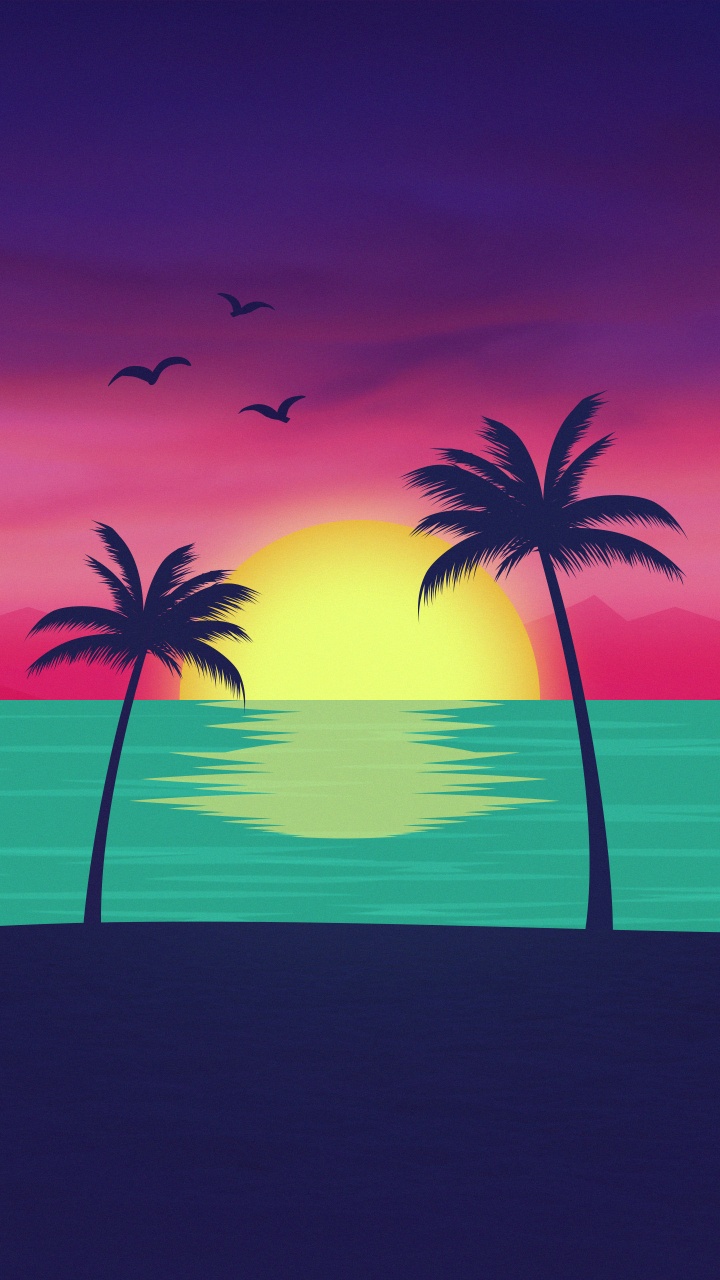 Strand, Meer, Palms, Licht, Wasser. Wallpaper in 720x1280 Resolution