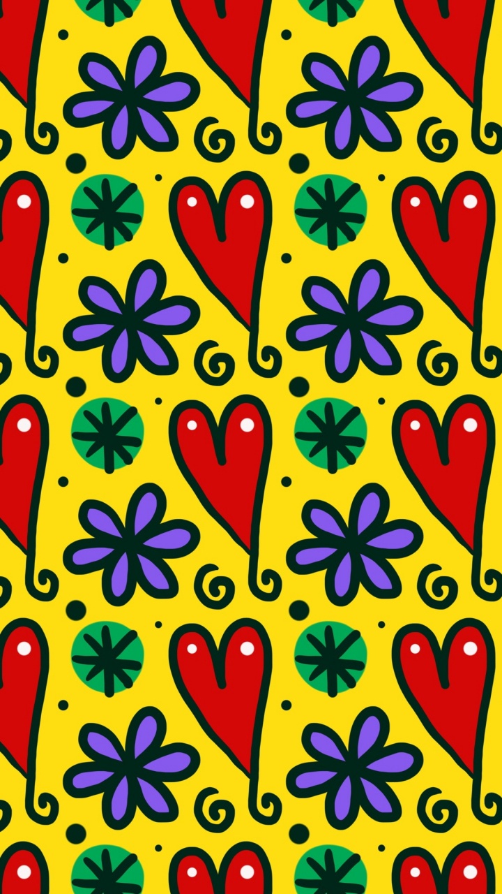 Green and Yellow Floral Textile. Wallpaper in 720x1280 Resolution