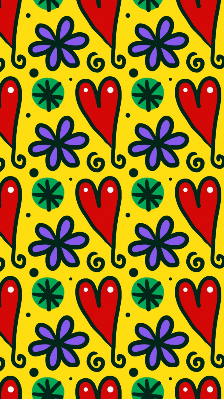 Green and Yellow Floral Textile. Wallpaper in 750x1334 Resolution