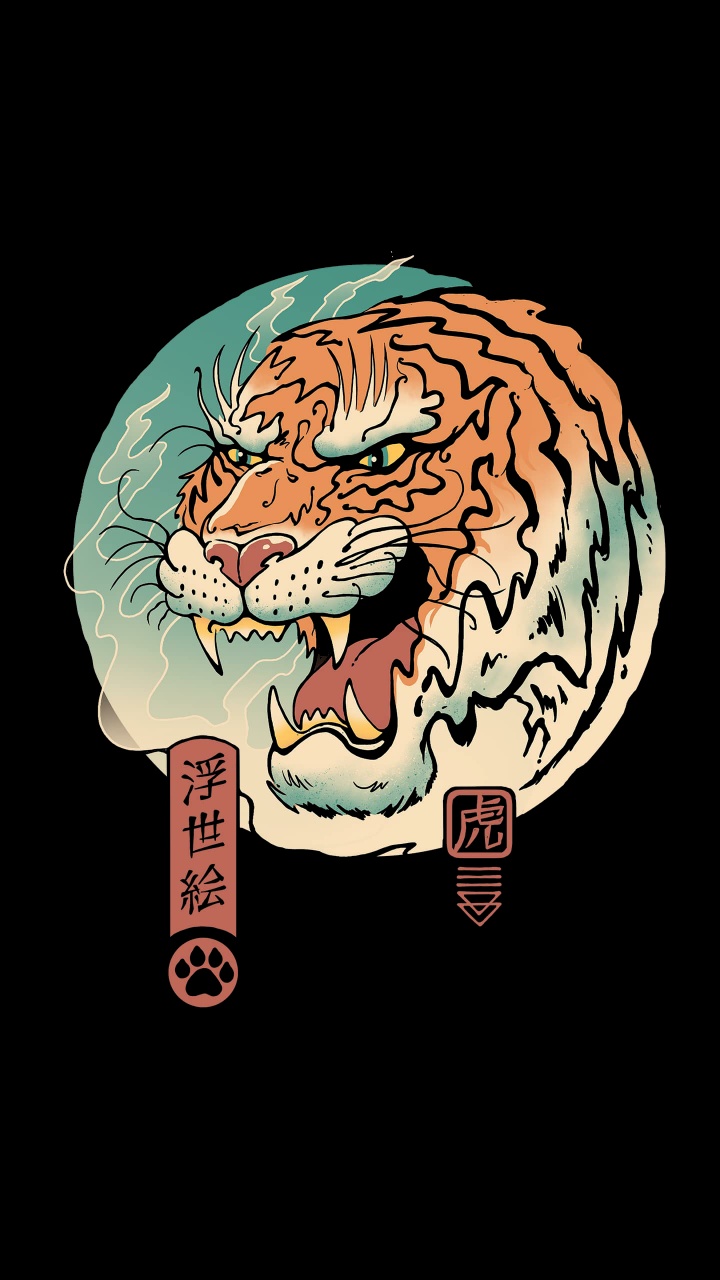 T恤, 老虎, 艺术, 海报, 夹钳 壁纸 720x1280 允许