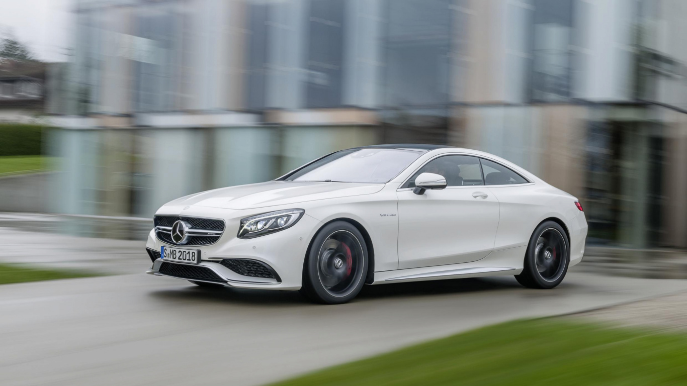 White Mercedes Benz Coupe on Road During Daytime. Wallpaper in 1366x768 Resolution