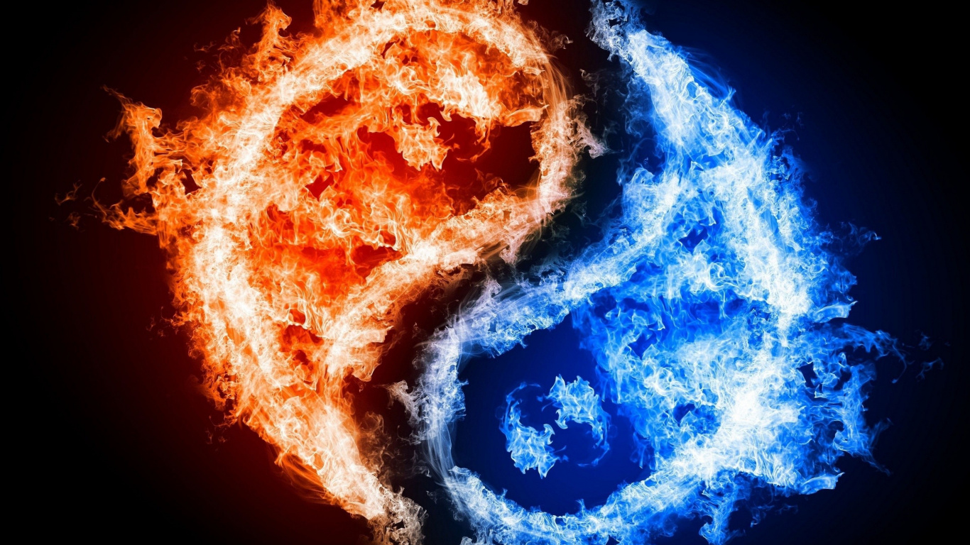 Blue and Orange Abstract Painting. Wallpaper in 1366x768 Resolution