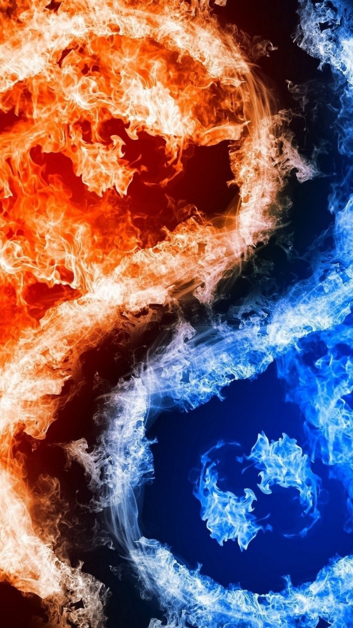Blue and Orange Abstract Painting. Wallpaper in 720x1280 Resolution