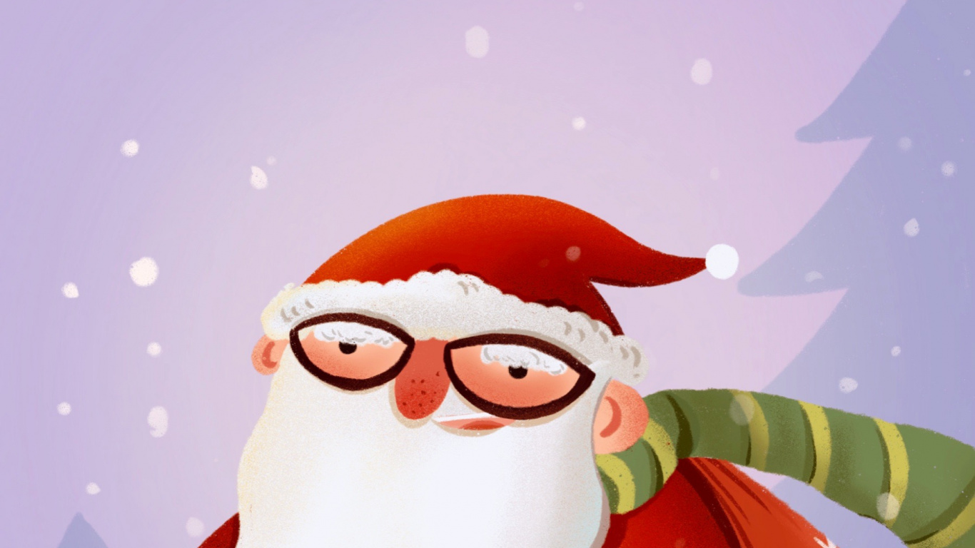 Nochevieja, Navidad, Santa Claus, El Día De Navidad, Pájaros. Wallpaper in 1366x768 Resolution