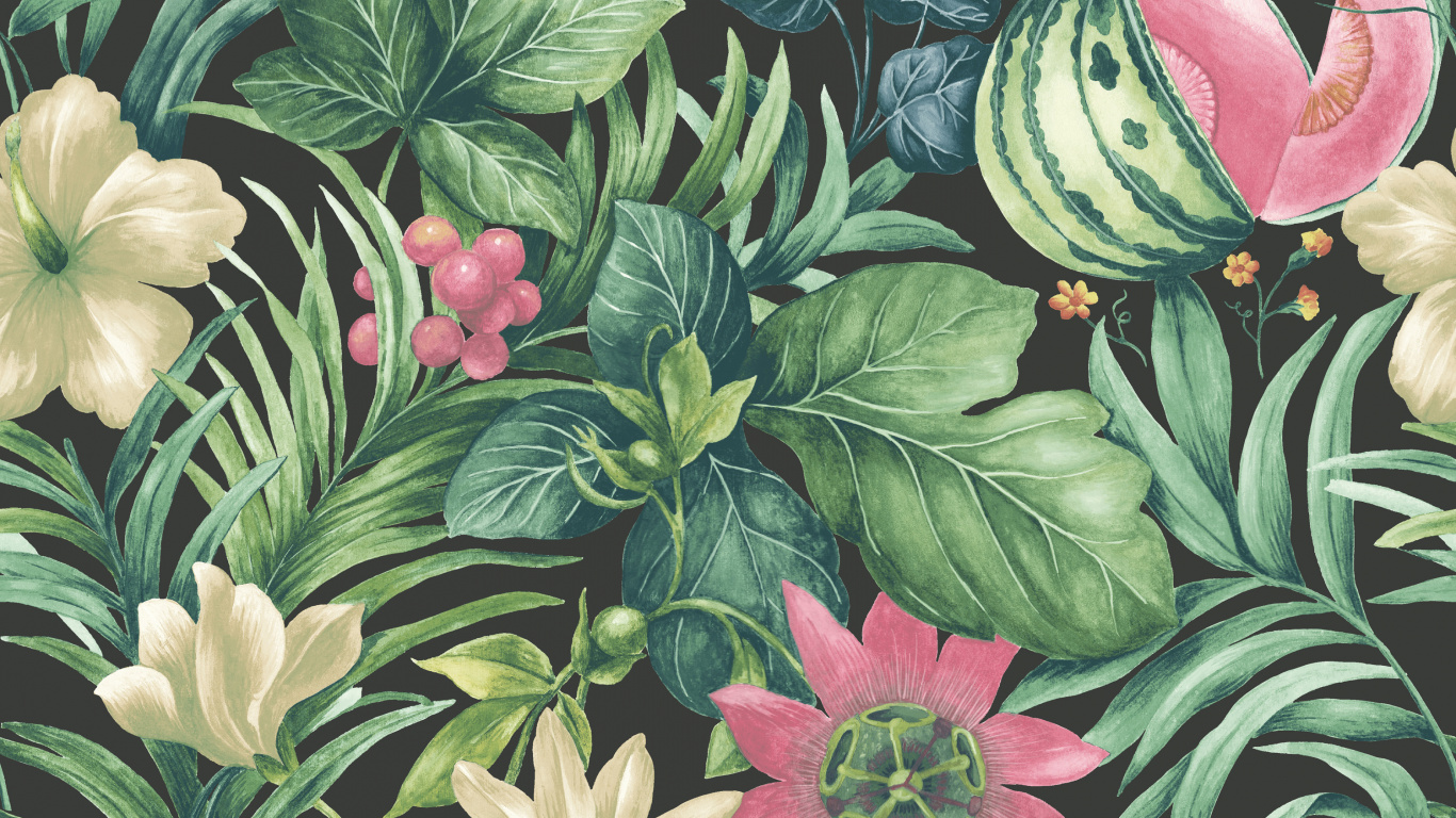 Textil Floral Verde y Rosa. Wallpaper in 1366x768 Resolution