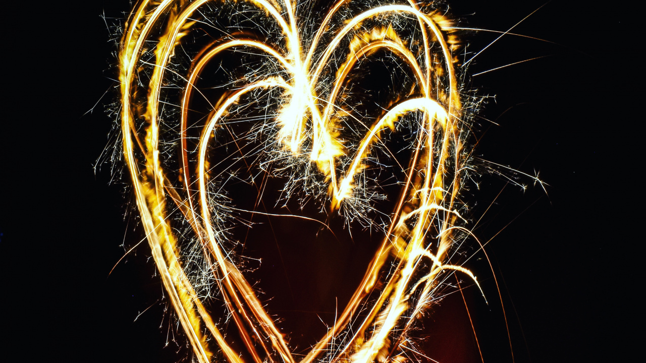 Sparkler, Fireworks, Heart, Light, Love. Wallpaper in 1280x720 Resolution