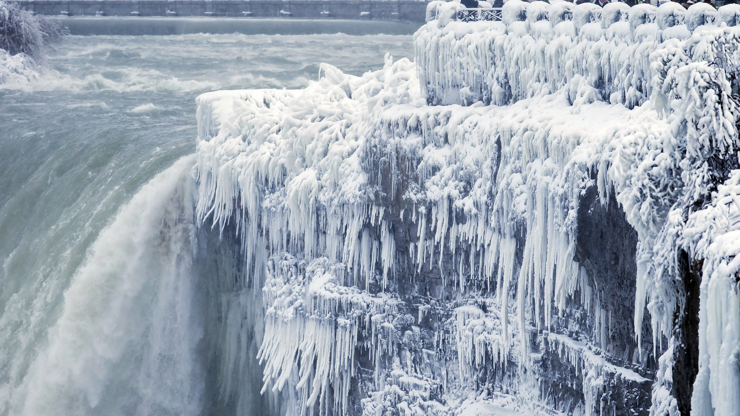 马蹄瀑布, 尼亚加拉河, 尼亚加拉大瀑布, 水资源, 冻结 壁纸 2560x1440 允许