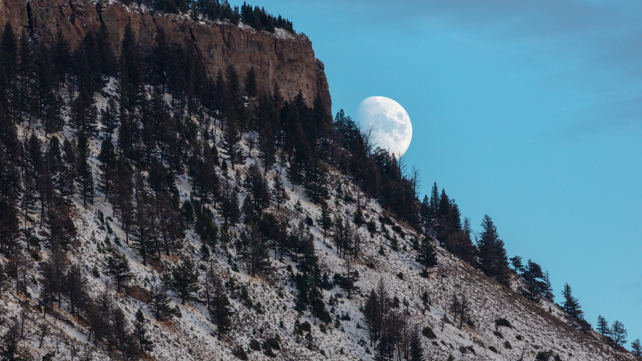 Moon, Moonrise and Moonset, Lunar Eclipse, Cloud, Mountain. Wallpaper in 1280x720 Resolution