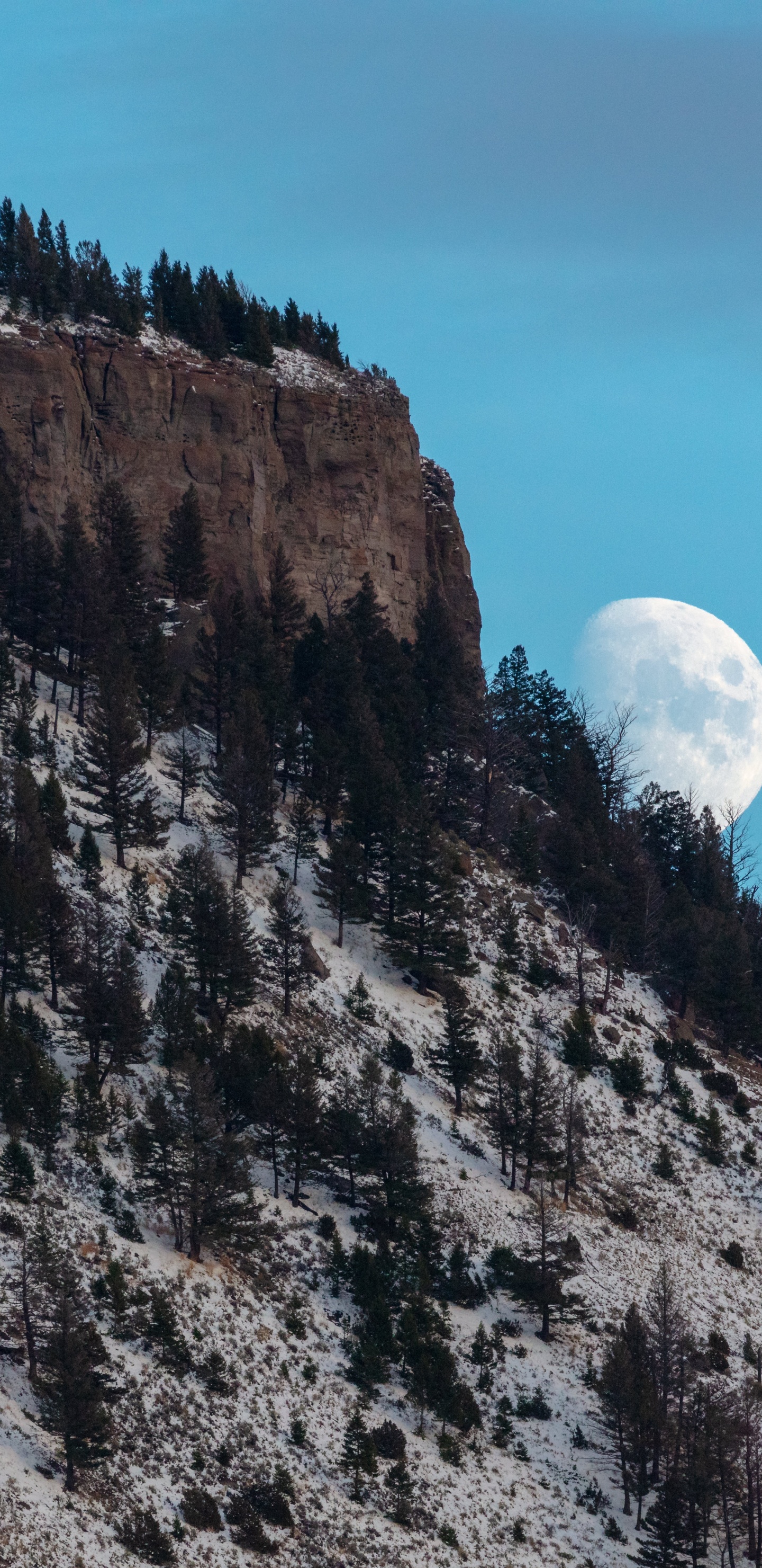 Moon, Moonrise and Moonset, Lunar Eclipse, Cloud, Mountain. Wallpaper in 1440x2960 Resolution