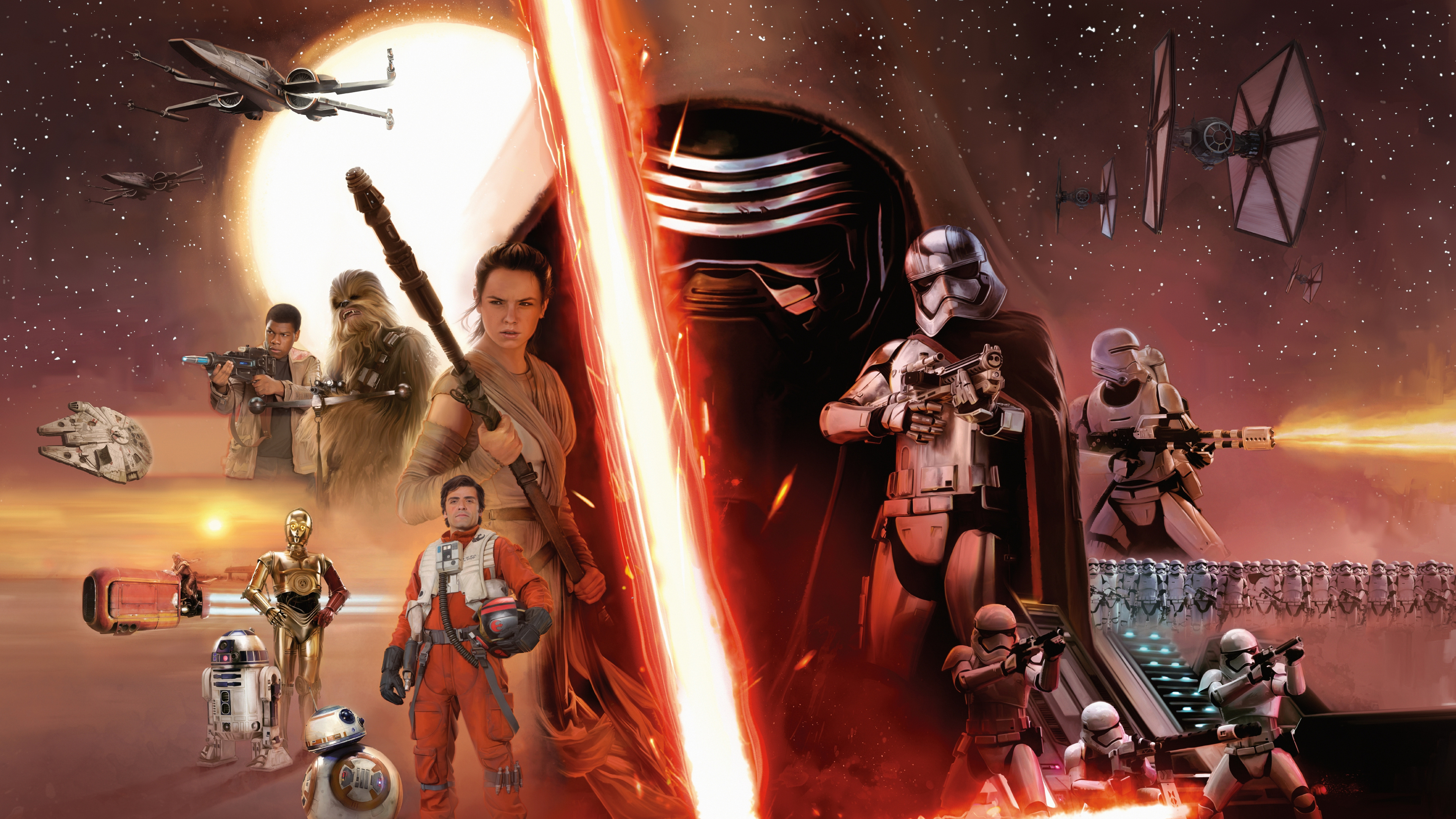 Star Wars The Force Awakens, Star Wars, Action Figure, Lucasfilm, Space. Wallpaper in 3840x2160 Resolution