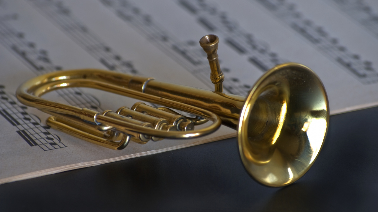 Brass Instrument, Wind Instrument, Trumpet, Mellophone, Euphonium. Wallpaper in 1280x720 Resolution
