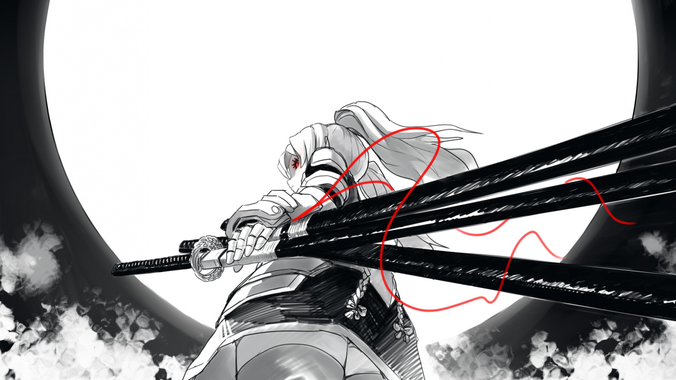 Schwarze Weiße Und Rote Abstrakte Malerei. Wallpaper in 1366x768 Resolution