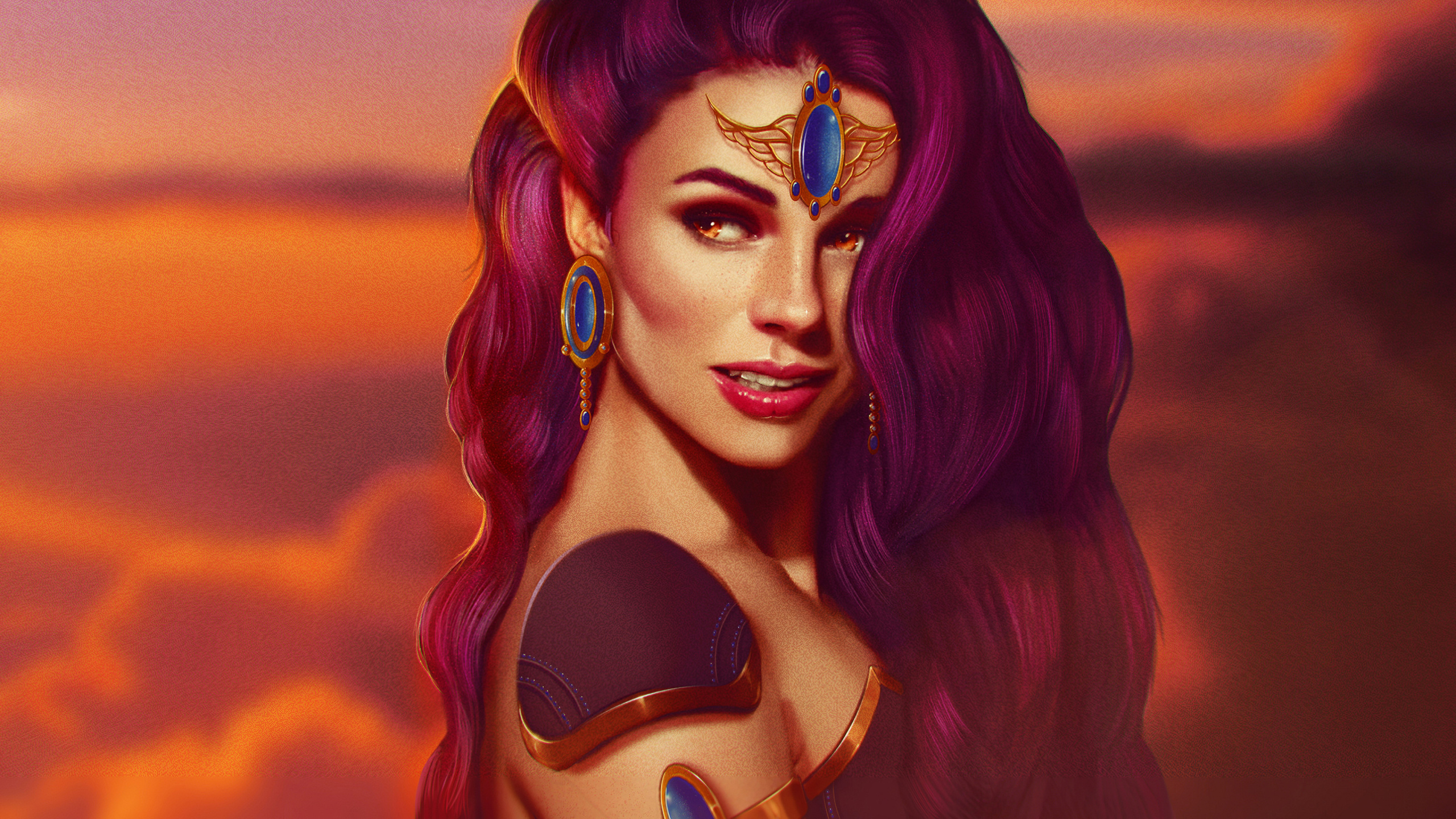 Beauty, Art, Face, Hair, Head. Wallpaper in 2560x1440 Resolution