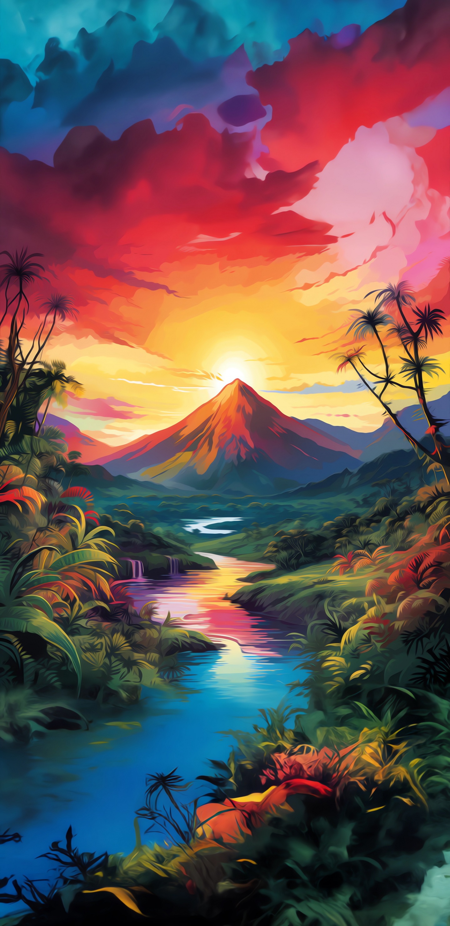 la Luz Del Sol, Artes Visuales, Dibujo, Montaña, Pintura Acrílica. Wallpaper in 1440x2960 Resolution