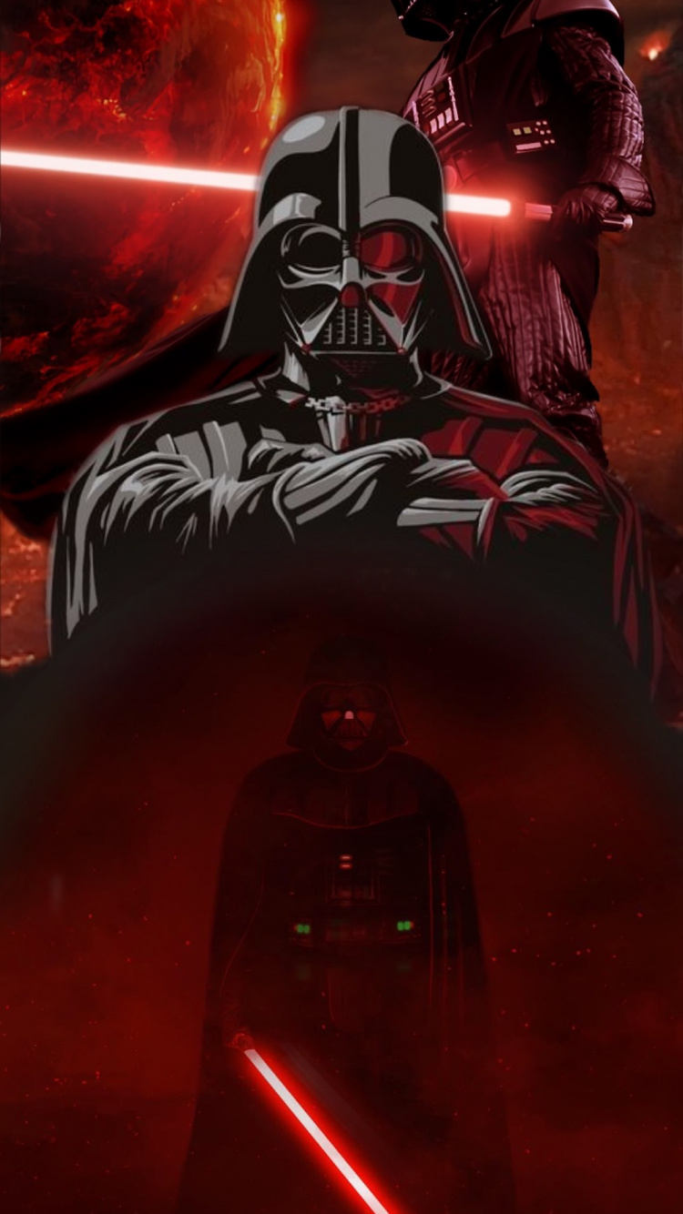 Darth Vader, Rey, Star Wars, Luz, Caricatura. Wallpaper in 750x1334 Resolution