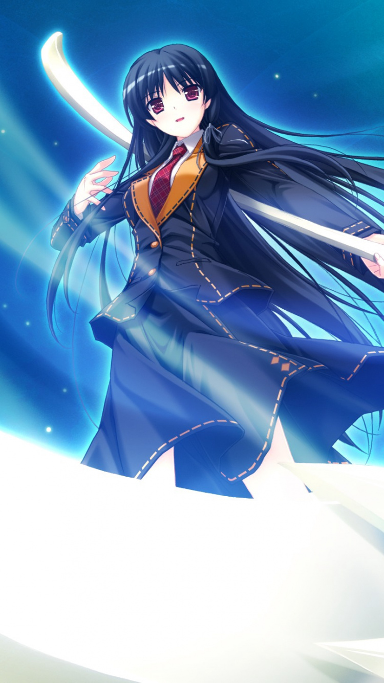 Frau im Blauen Kleid Anime-Charakter. Wallpaper in 750x1334 Resolution