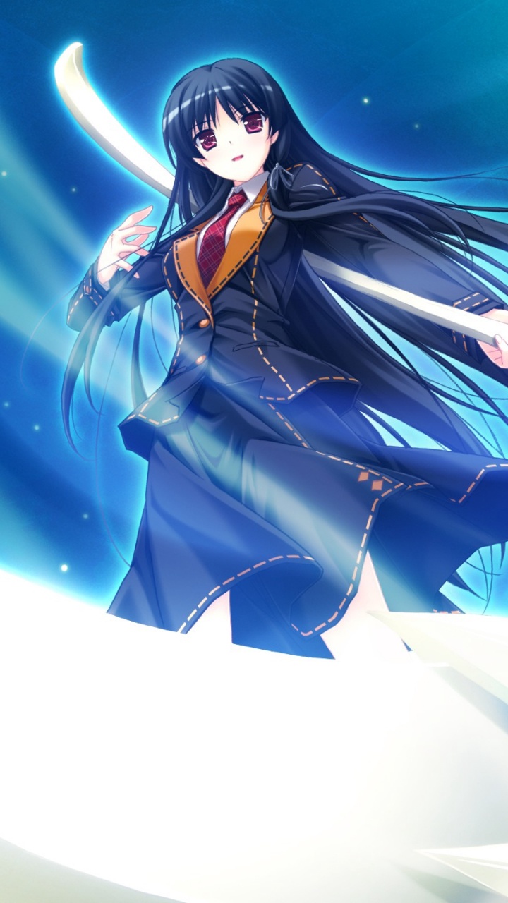 Femme en Robe Bleue Personnage Anime. Wallpaper in 720x1280 Resolution