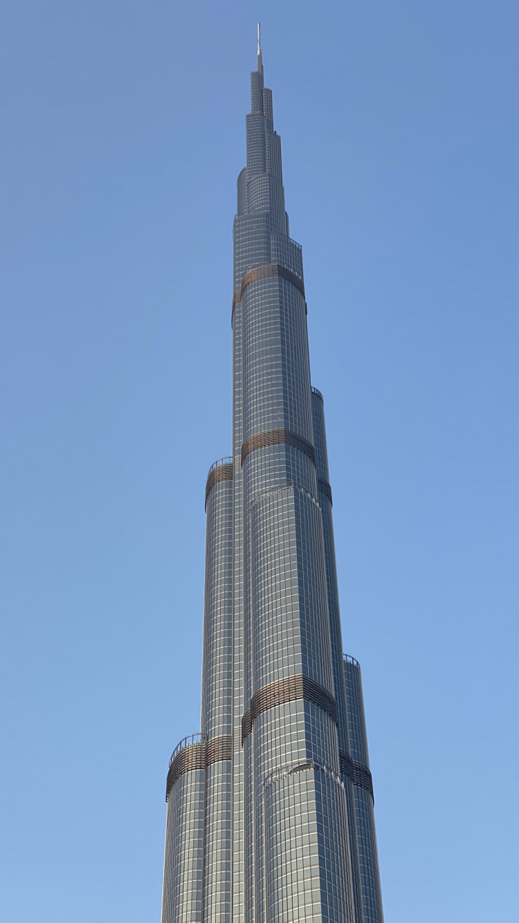 Dubaï, Burj Khalifa, Gratte-ciel, National Historic Landmark, Blue. Wallpaper in 750x1334 Resolution