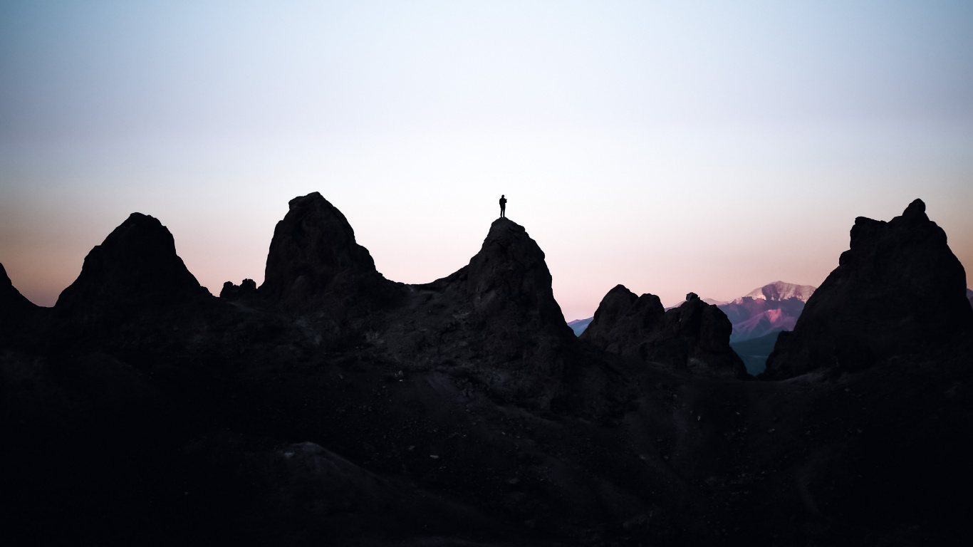 Silhouette, Cloud, Naturlandschaft, Sonnenuntergang, Bergigen Landschaftsformen. Wallpaper in 1366x768 Resolution