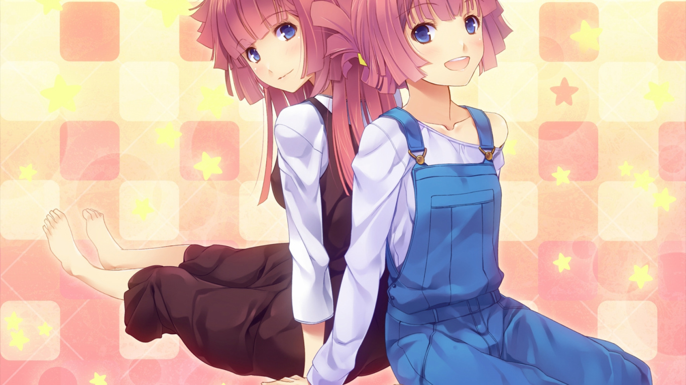 Niña de Cabello Castaño en Uniforme Escolar Azul Personaje de Anime. Wallpaper in 1366x768 Resolution