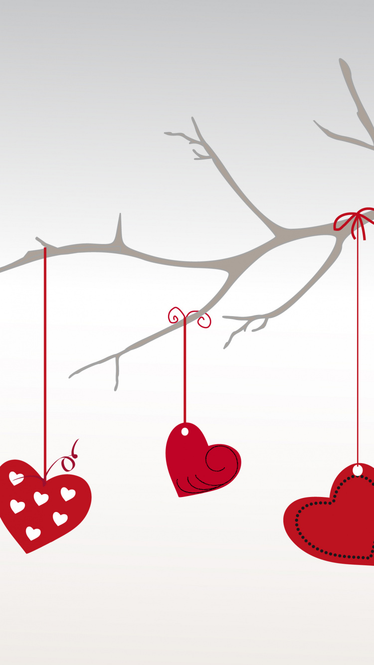 le Jour de Valentines, Cœur, Red, Amour, Rameau. Wallpaper in 750x1334 Resolution