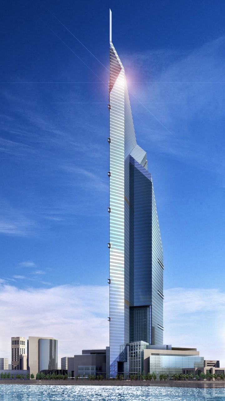 White and Blue High Rise Building. Wallpaper in 720x1280 Resolution