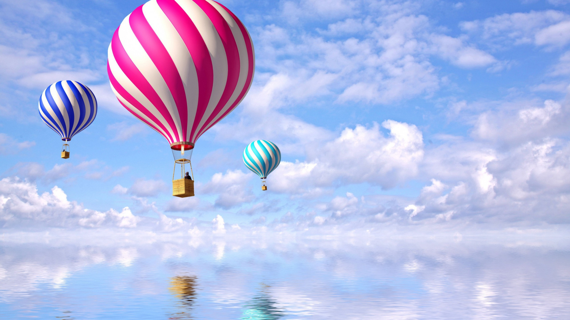 Red Blue and Yellow Hot Air Balloon in Mid Air During Daytime. Wallpaper in 1920x1080 Resolution