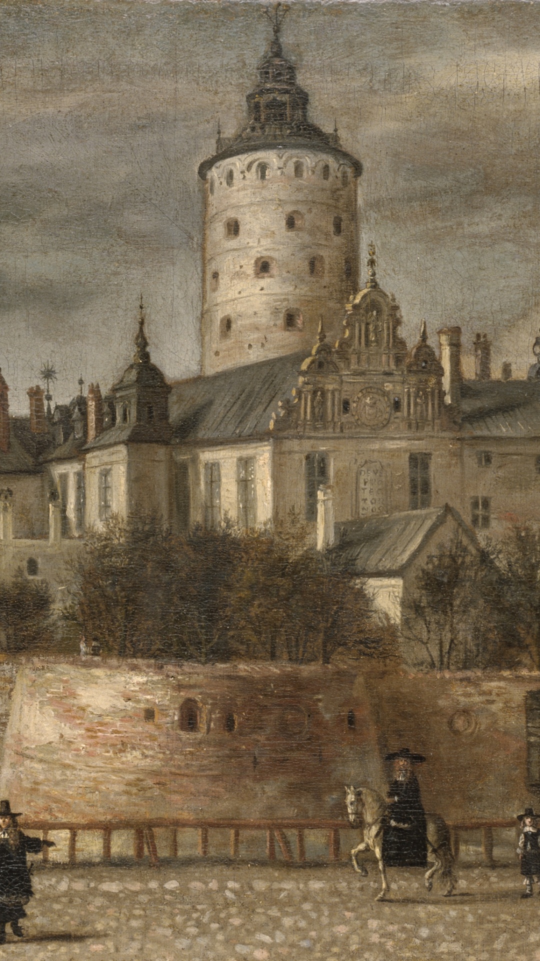 People Standing Near Castle Painting. Wallpaper in 1080x1920 Resolution
