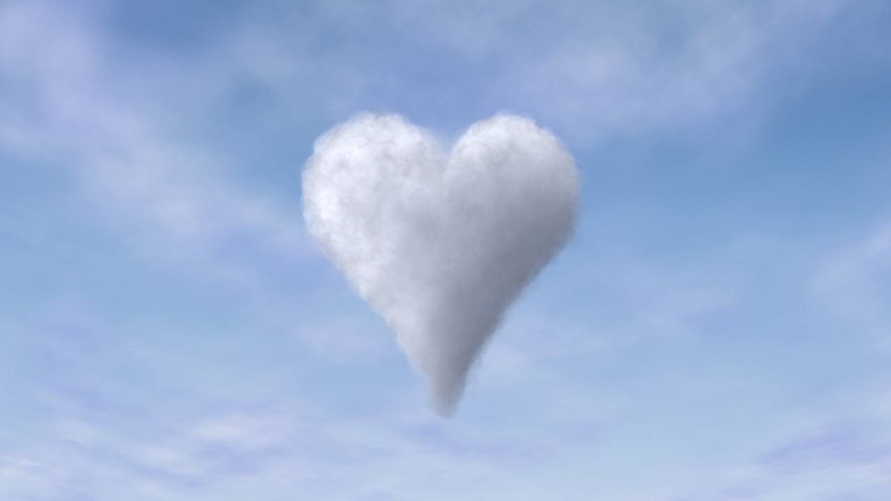 la Journée, Cœur, Cumulus, Amour, Ciel. Wallpaper in 1280x720 Resolution