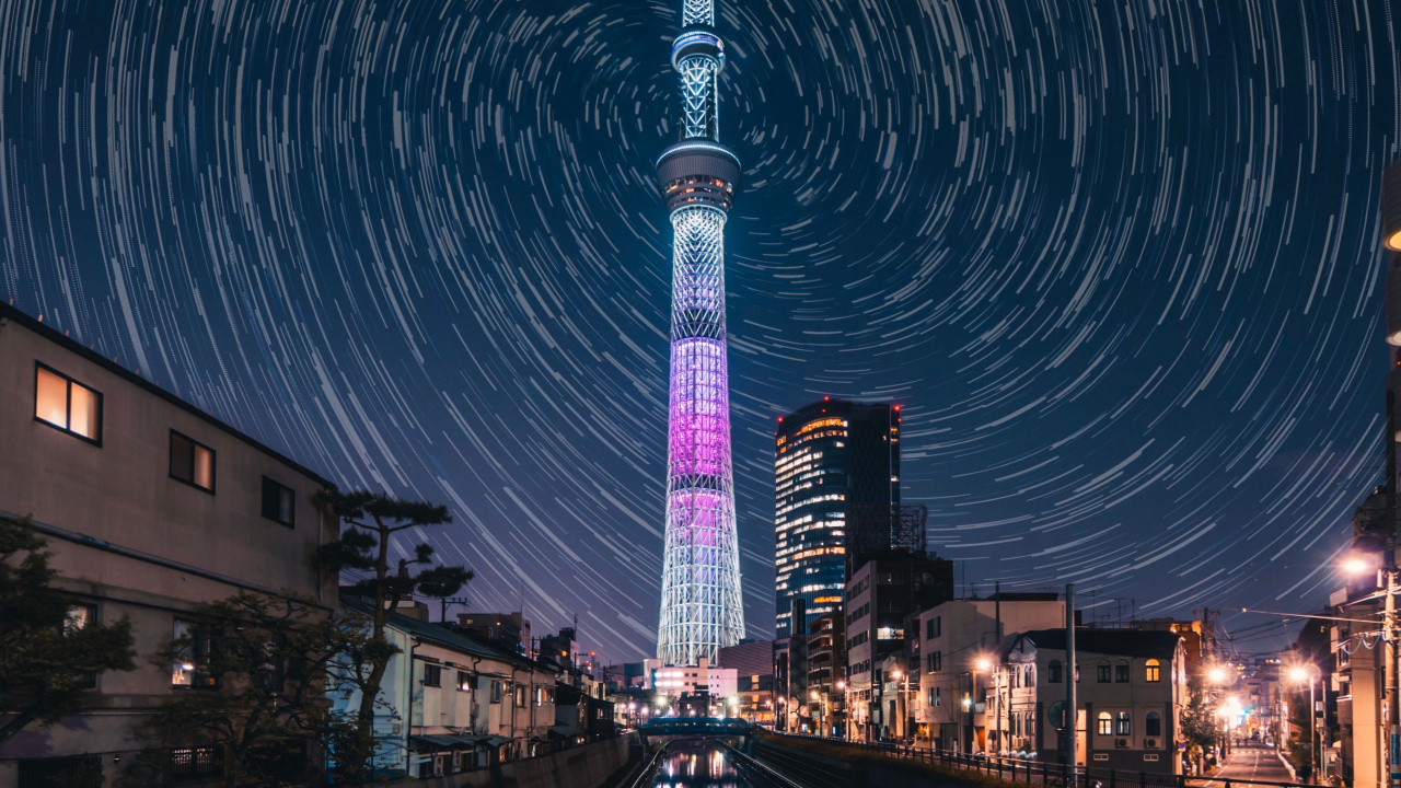 Time Lapse Photography of City Lights During Night Time. Wallpaper in 1280x720 Resolution