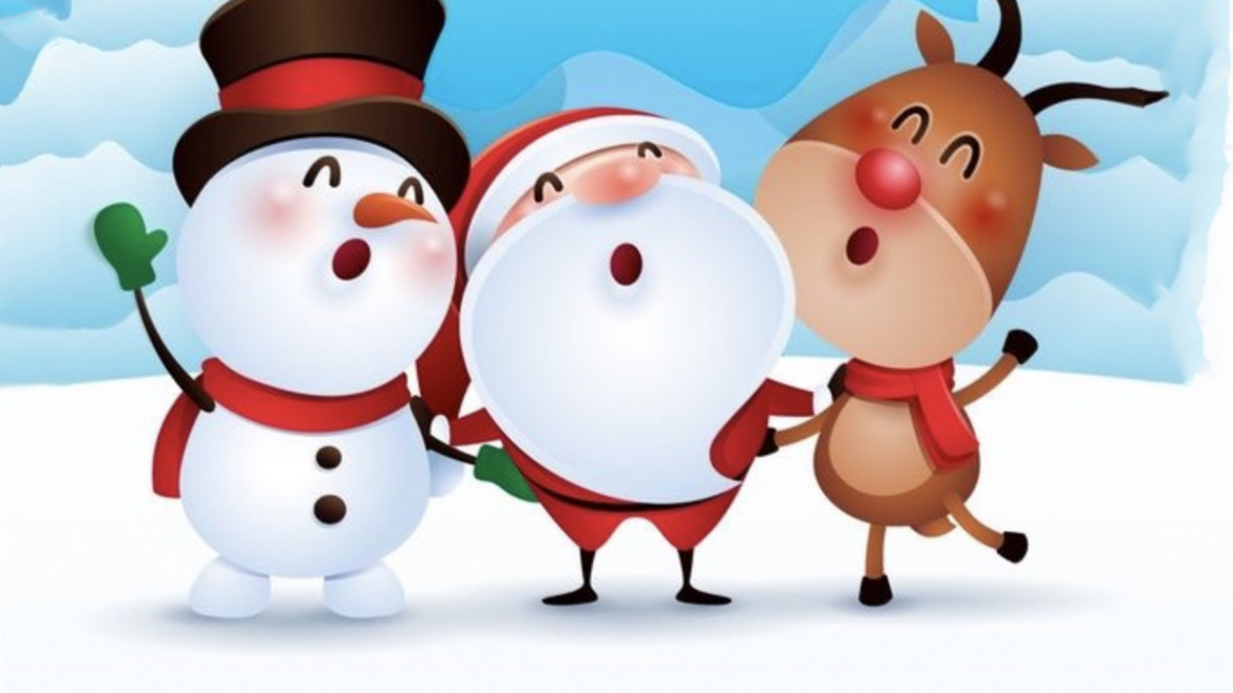 Neujahr, Weihnachten, Frohe Weihnachten Frohe Weihnachten, Weihnachtsmann, Winter. Wallpaper in 1366x768 Resolution