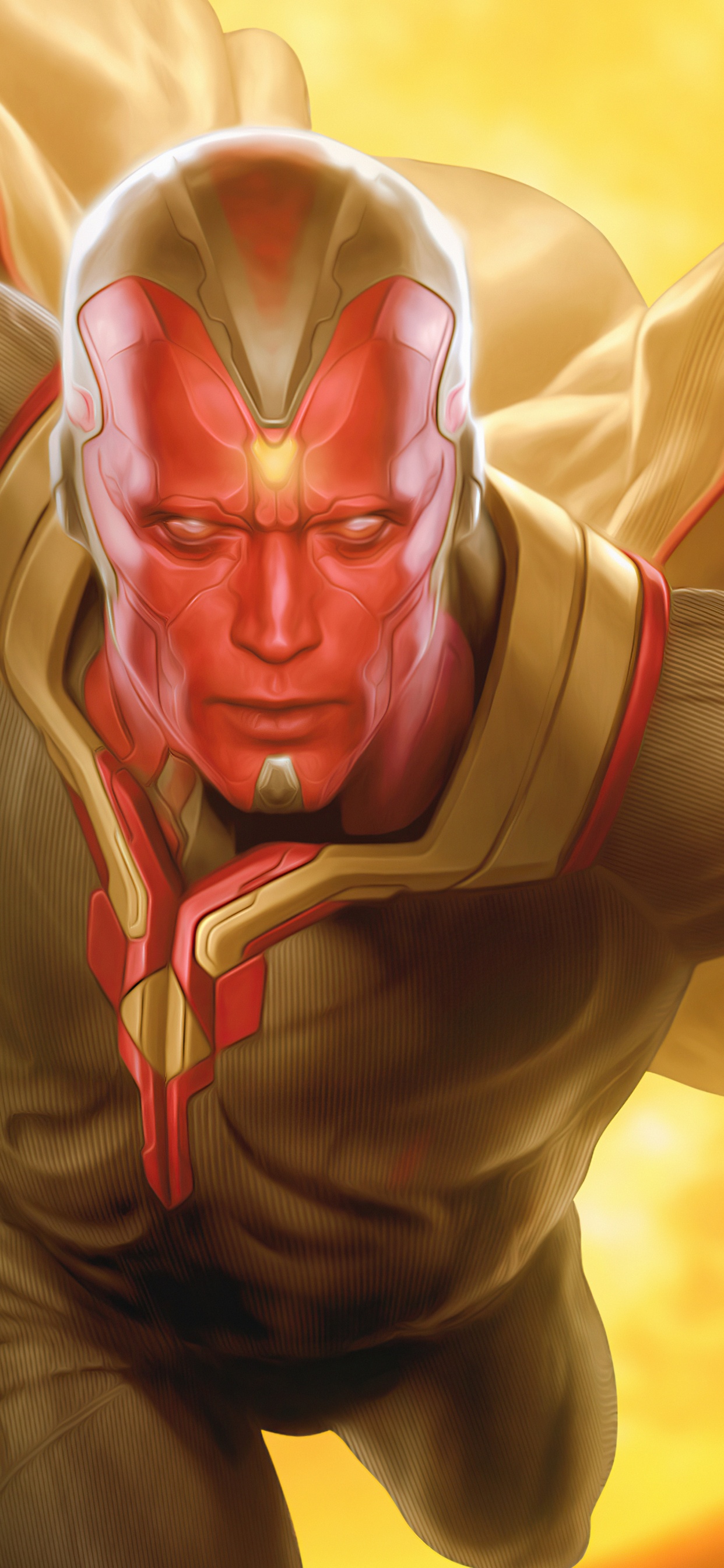 Vision, Wanda Maximoff, Iron Man, Marvel, Superhéroe. Wallpaper in 1242x2688 Resolution