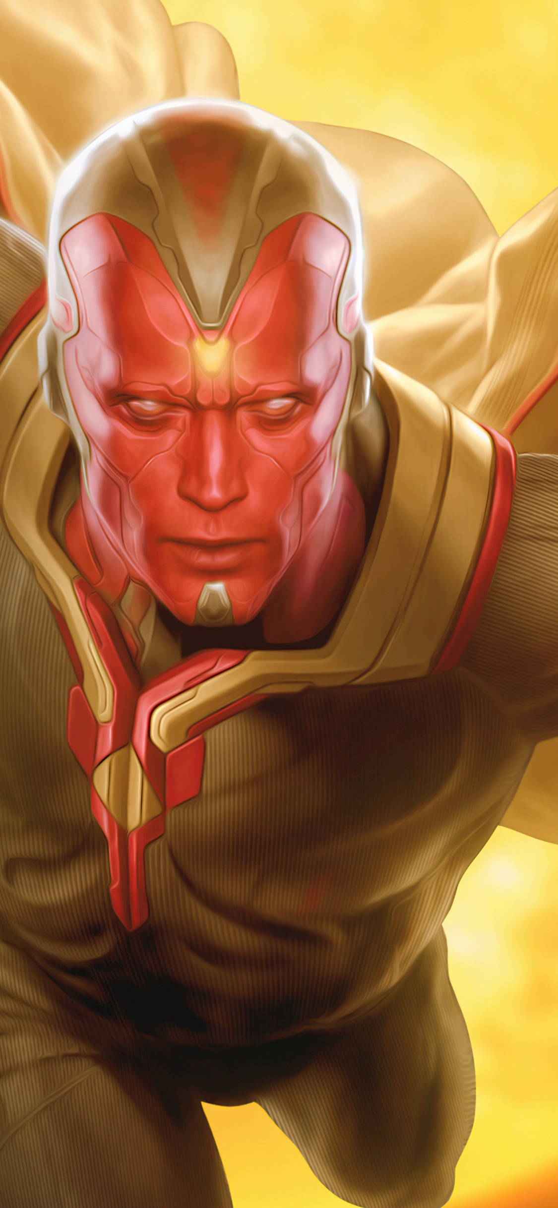 Vision, Wanda Maximoff, Iron Man, Marvel Cinematic Universe, Superhero. Wallpaper in 1125x2436 Resolution