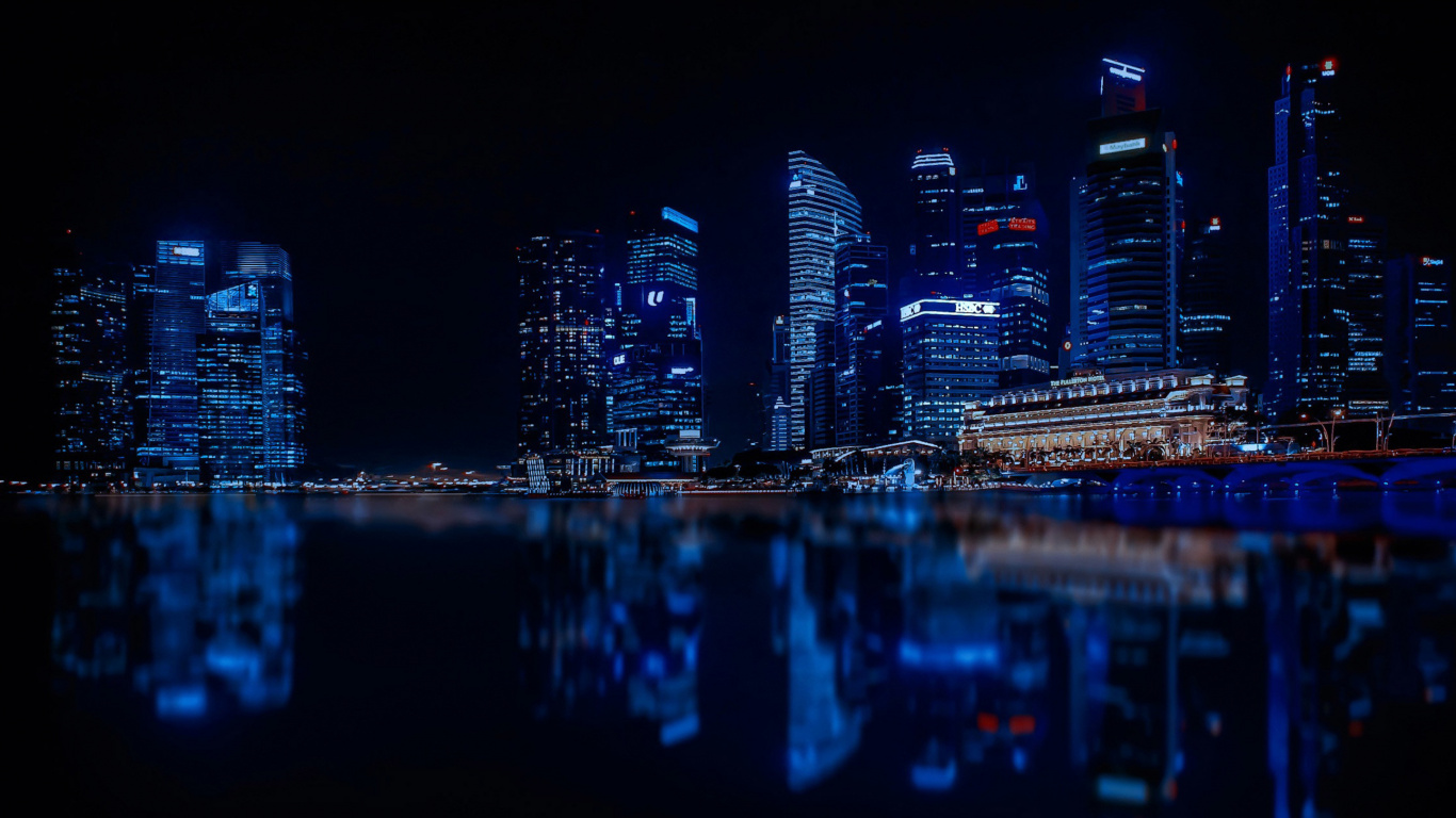City Skyline During Night Time. Wallpaper in 1366x768 Resolution