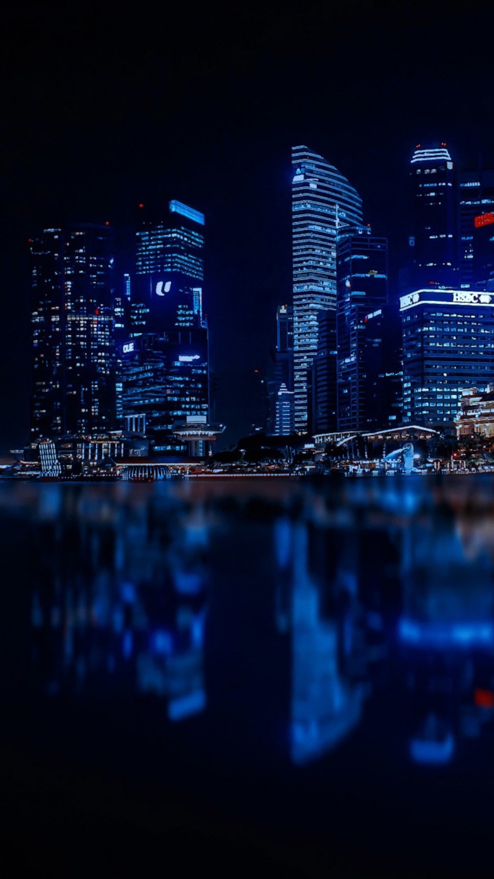 Horizon de la Ville Pendant la Nuit. Wallpaper in 720x1280 Resolution