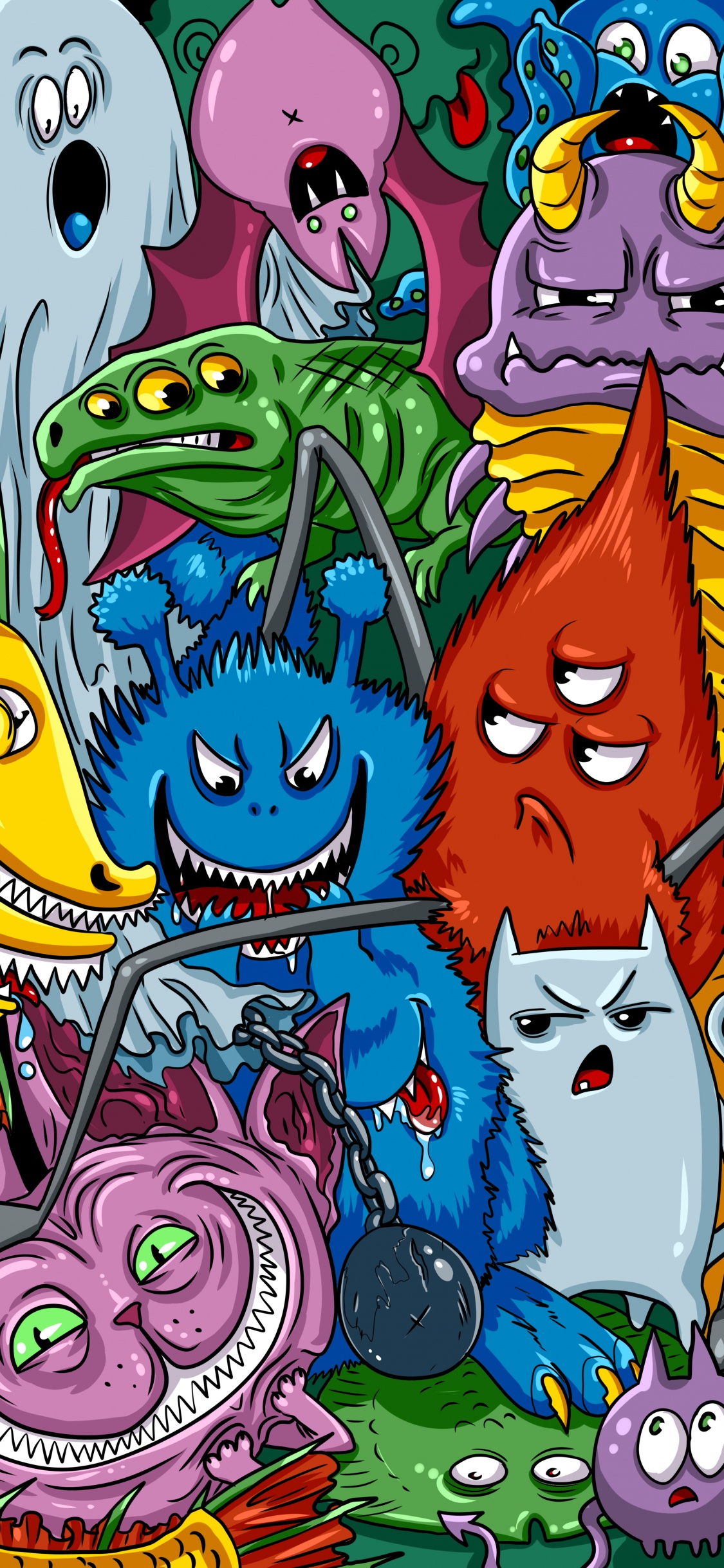 Cartoon, Gr, Purpur, Pink, Kunst. Wallpaper in 1125x2436 Resolution