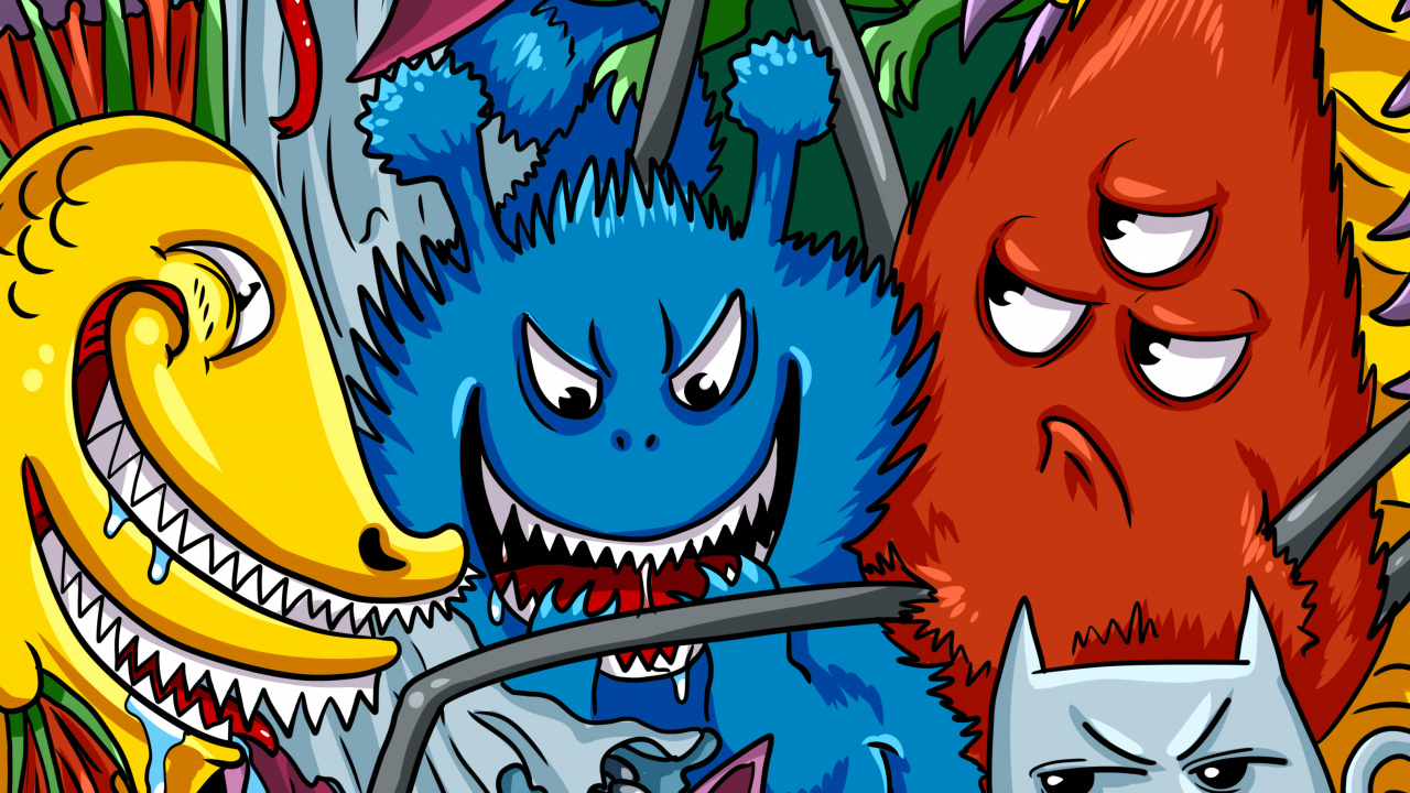 Cartoon, Gr, Purpur, Pink, Kunst. Wallpaper in 1280x720 Resolution