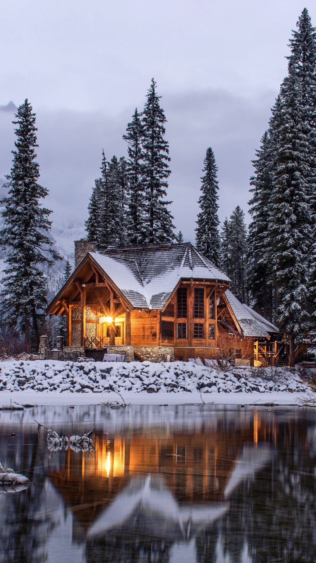 Chalet D'hiver, Hiver, Cottage, Log Cabin, Vacances. Wallpaper in 1080x1920 Resolution